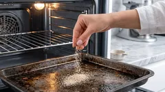 Zapomeňte na agresivní chemikálie: stačí dvě lžíce na plech – a trouba se za hodinu vyčistí sama